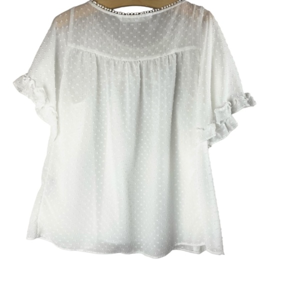 🌞ZARA - Swiss Dot Blouse in White Size S - Picture 3 of 5